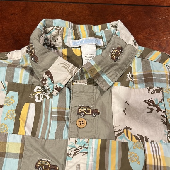 Janie and Jack Island Surf Surf Wagon Madras Plaid Patchwork Top  Size 4… - Picture 6 of 11